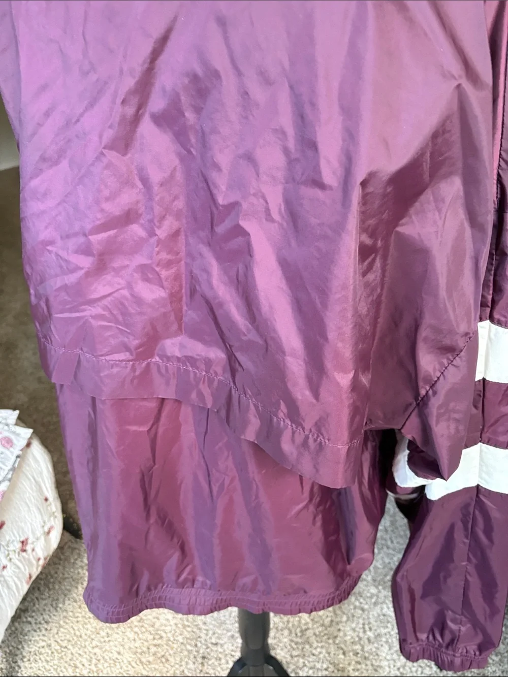 Vintage Maroon & White Hooded Windbreaker Pullover